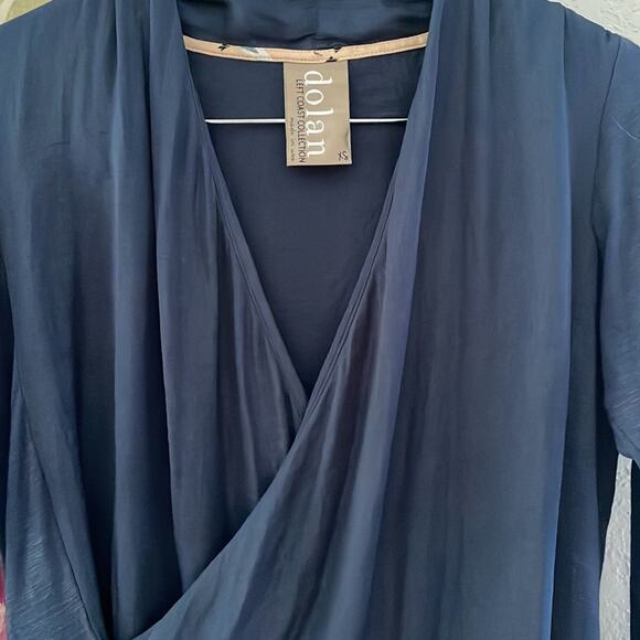 Anthropologie Dolan Left Coast Navy Blue Surplice Wrap Top Preppy Minimalist - Picture 5 of 7